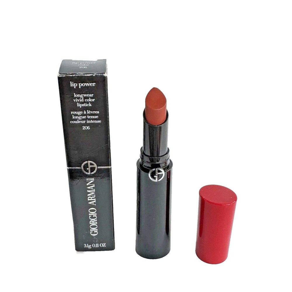 Giorgio Armani lip power longwear vivid color lipstick cedar 206 Redish Orange